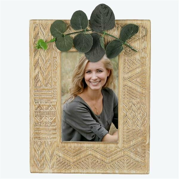 Youngs 4 x 6 in. Wood Carved Photo Frame with Artificial Leaves 20850